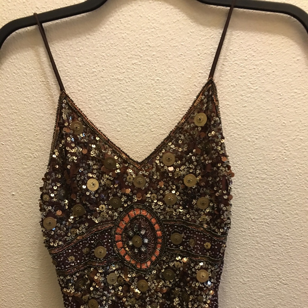 Paris Paris Silk Top w/Sequins & Gems, Sz S  (B-9)